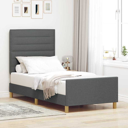 Rám Postele S Čelo Tmavě Šedá 80 X 200 Cm Textil