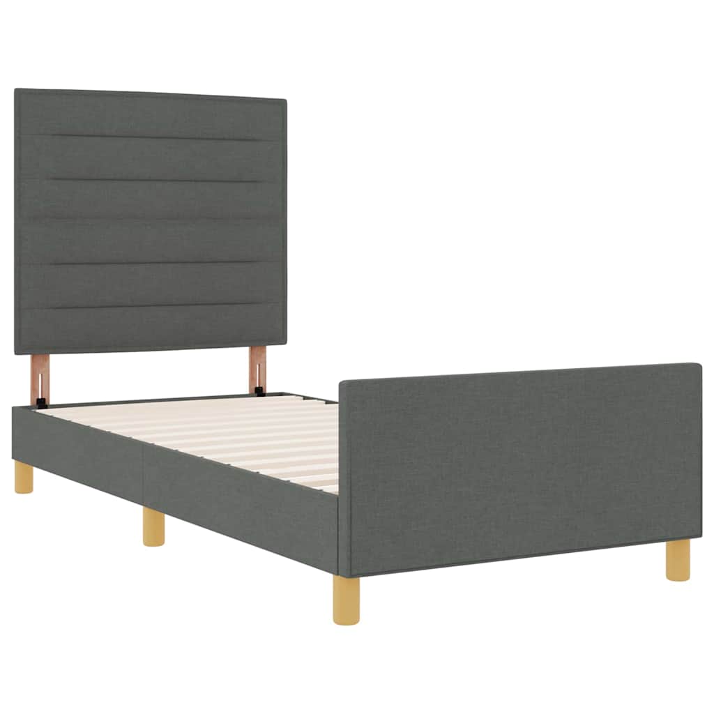 Rám Postele S Čelo Tmavě Šedá 80 X 200 Cm Textil