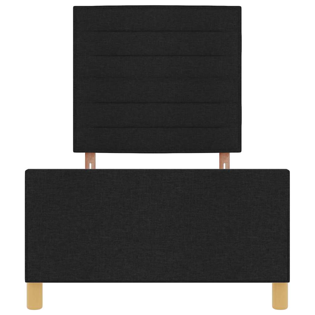 Rám Postele S Čelo Černá 90 X 200 Cm Textil