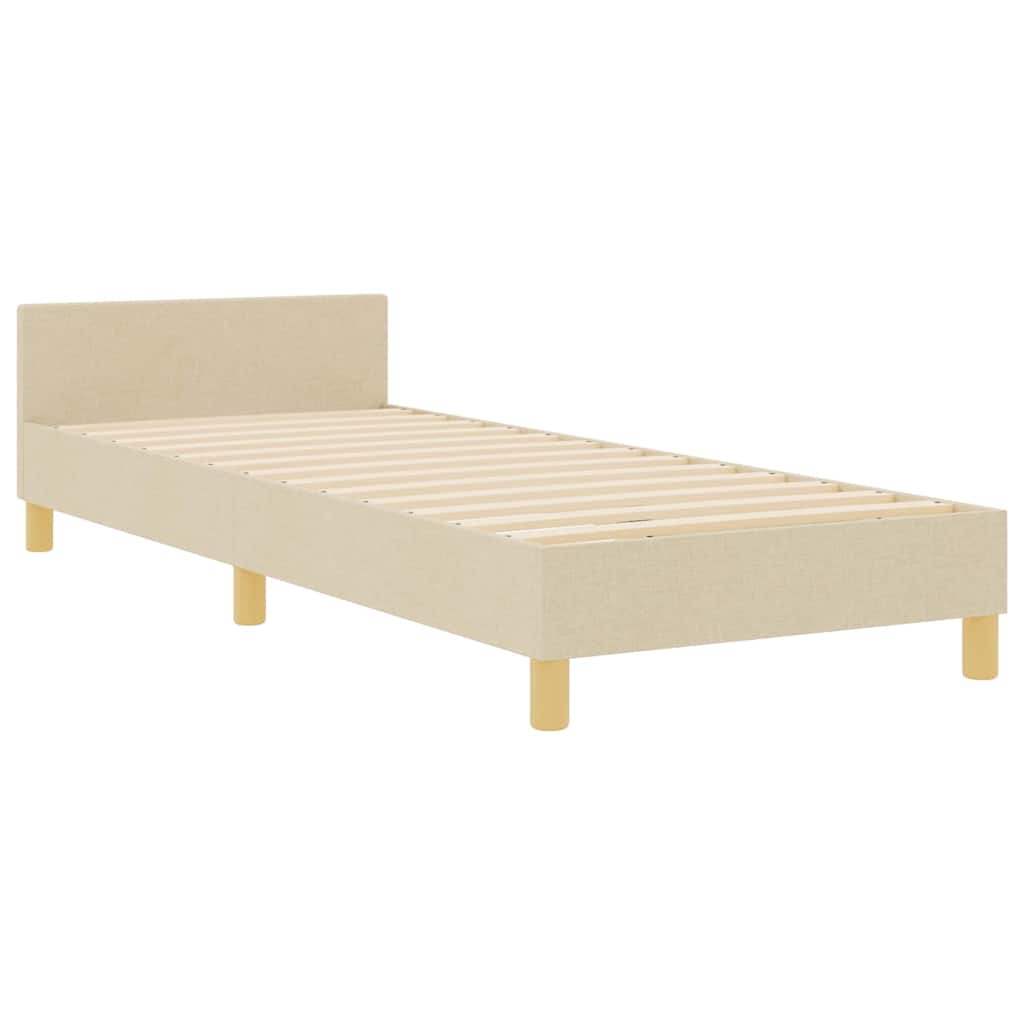 Rám Postele S Čelo Krémová 90 X 200 Cm Textil