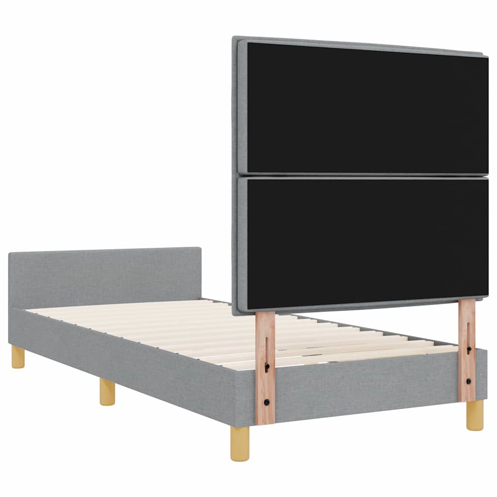 Rám Postele S Čelo Světle Šedá 100 X 200 Cm Textil