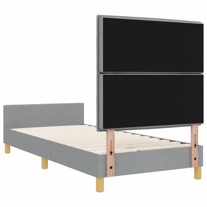 Rám Postele S Čelo Světle Šedá 100 X 200 Cm Textil