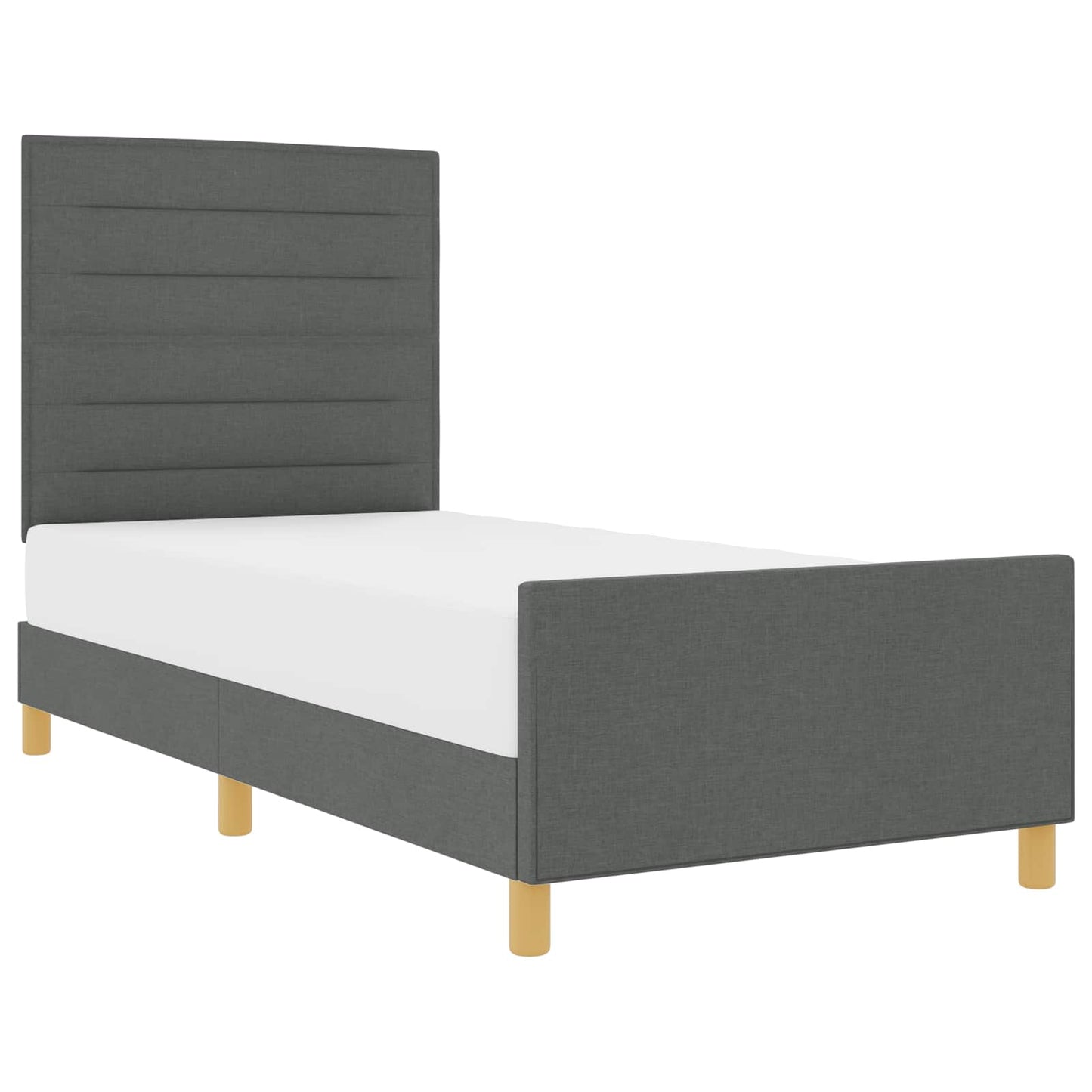 Rám Postele S Čelo Tmavě Šedá 100 X 200 Cm Textil