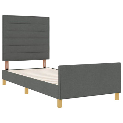 Rám Postele S Čelo Tmavě Šedá 100 X 200 Cm Textil