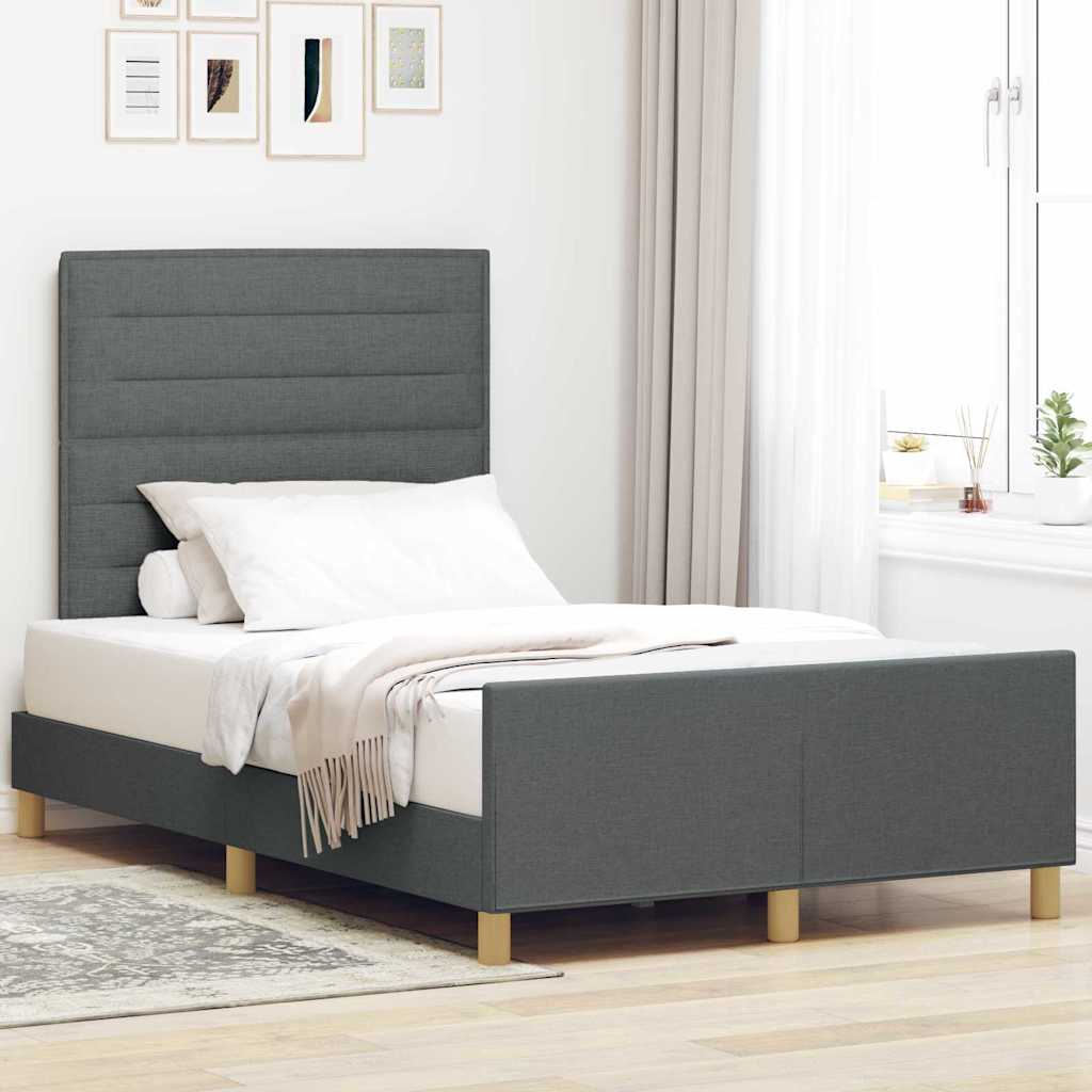 Rám Postele S Čelo Tmavě Šedá 120 X 190 Cm Textil