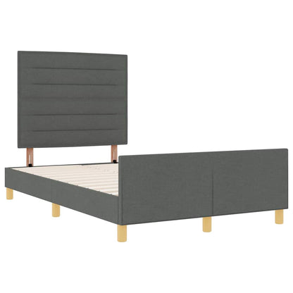 Rám Postele S Čelo Tmavě Šedá 120 X 190 Cm Textil