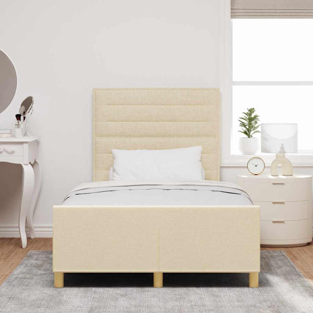 Rám Postele S Čelo Krémová 120 X 190 Cm Textil