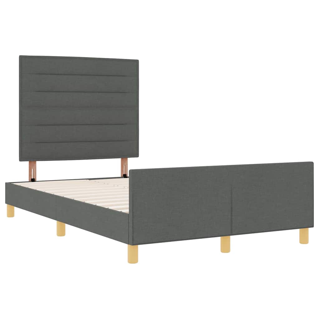 Rám Postele S Čelo Tmavě Šedá 120 X 200 Cm Textil