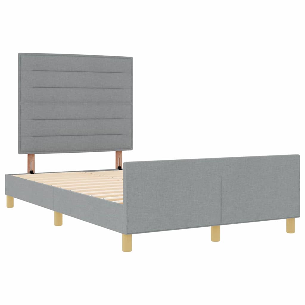 Rám Postele S Čelo Světle Šedá 140 X 190 Cm Textil
