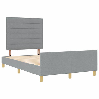 Rám Postele S Čelo Světle Šedá 140 X 190 Cm Textil