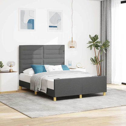Rám Postele S Čelo Tmavě Šedá 140 X 200 Cm Textil