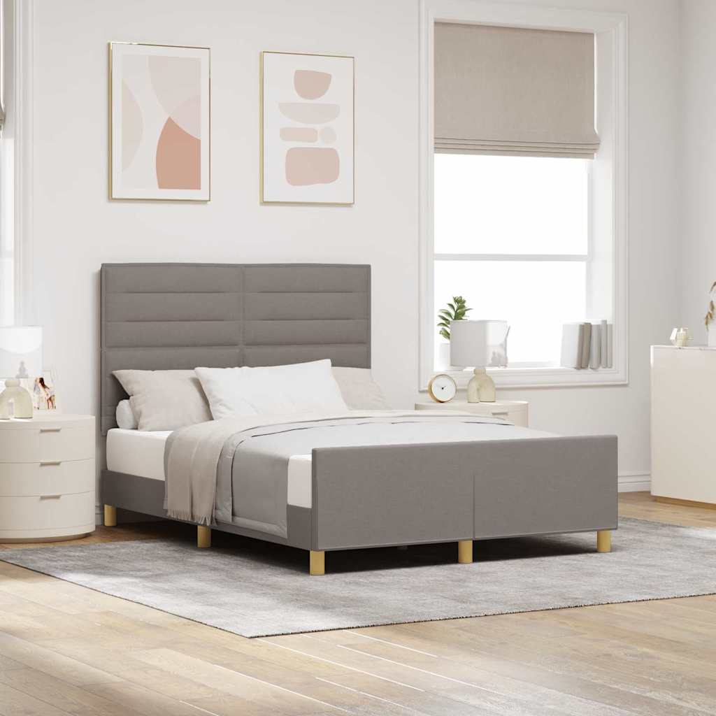 Rám Postele S Čelo Taupe 140 X 200 Cm Textil