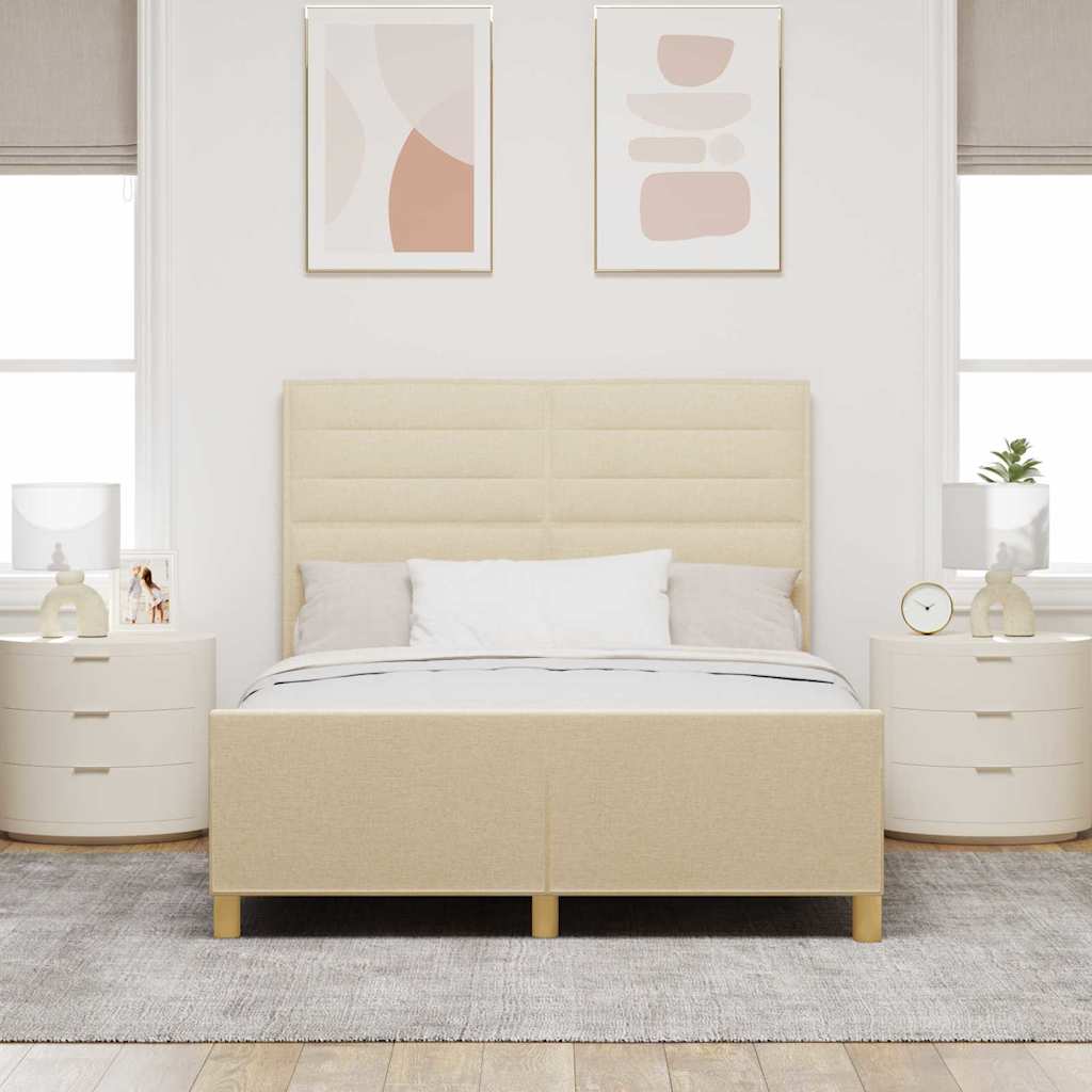 Rám Postele S Čelo Krémová 140 X 200 Cm Textil