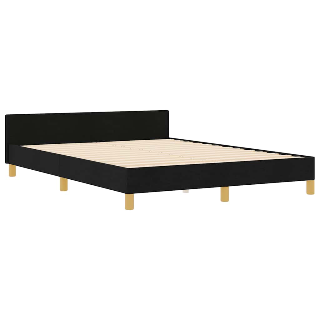 Rám Postele S Čelo Černá 160 X 200 Cm Textil