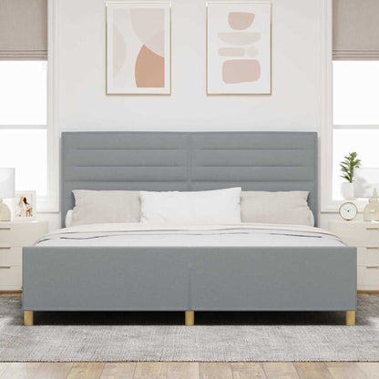 Rám Postele S Čelo Světle Šedá 200 X 200 Cm Textil