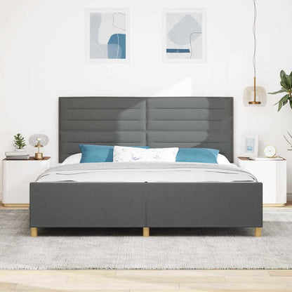Rám Postele S Čelo Tmavě Šedá 200 X 200 Cm Textil