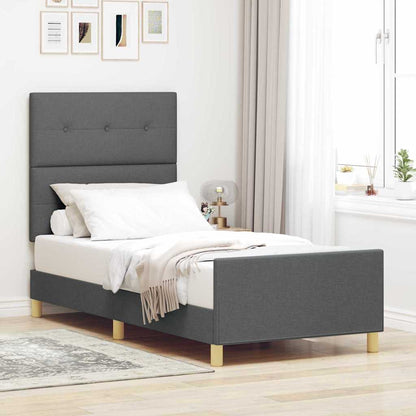 Rám Postele S Čelo Tmavě Šedá 80 X 200 Cm Textil