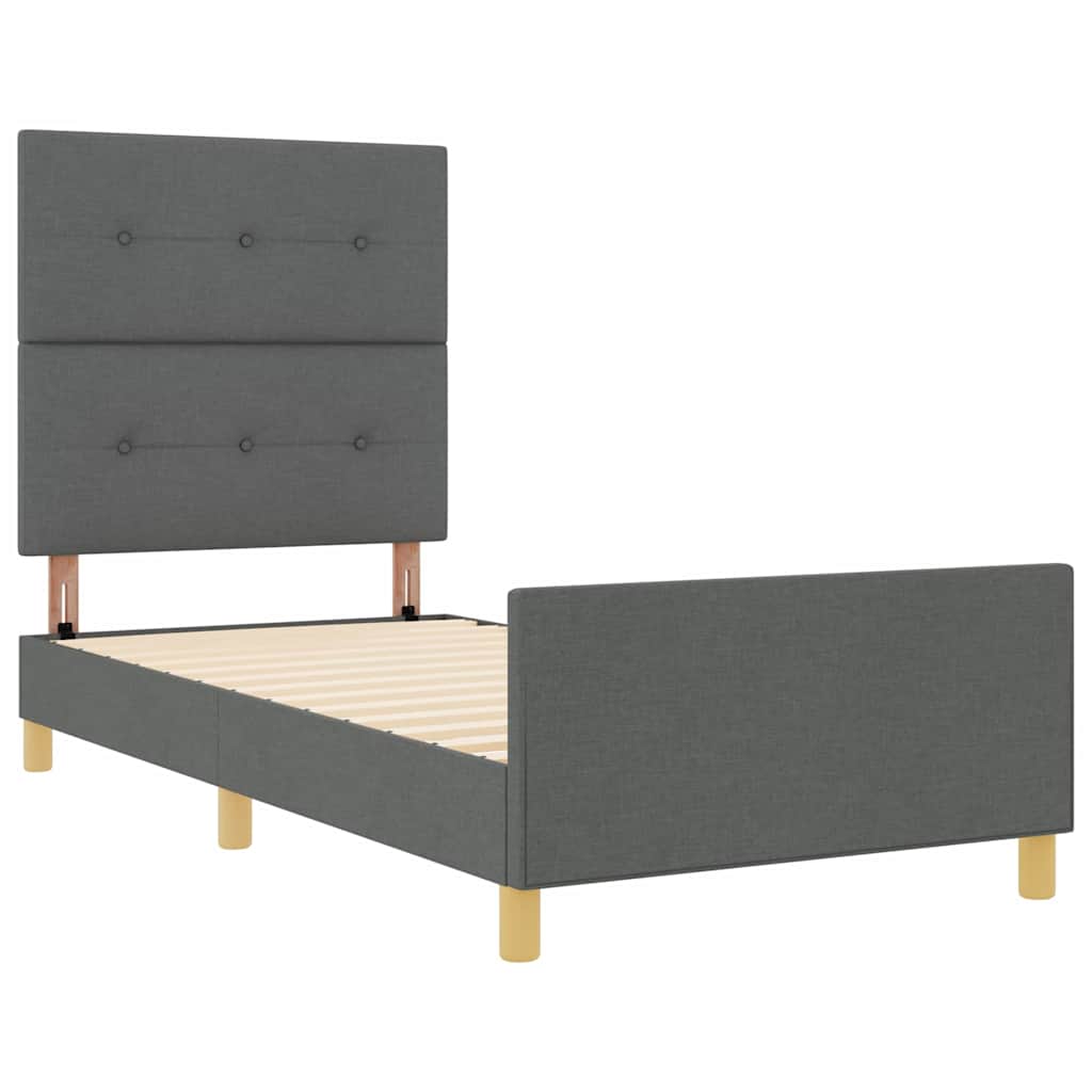 Rám Postele S Čelo Tmavě Šedá 80 X 200 Cm Textil