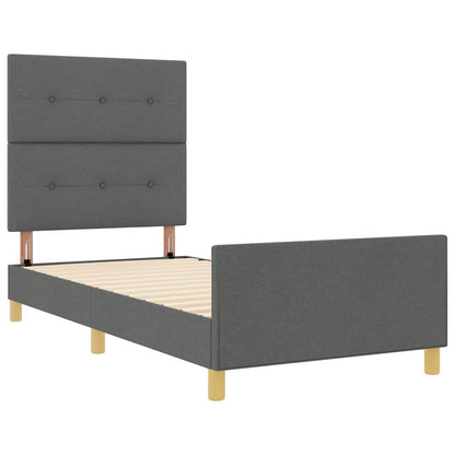 Rám Postele S Čelo Tmavě Šedá 80 X 200 Cm Textil