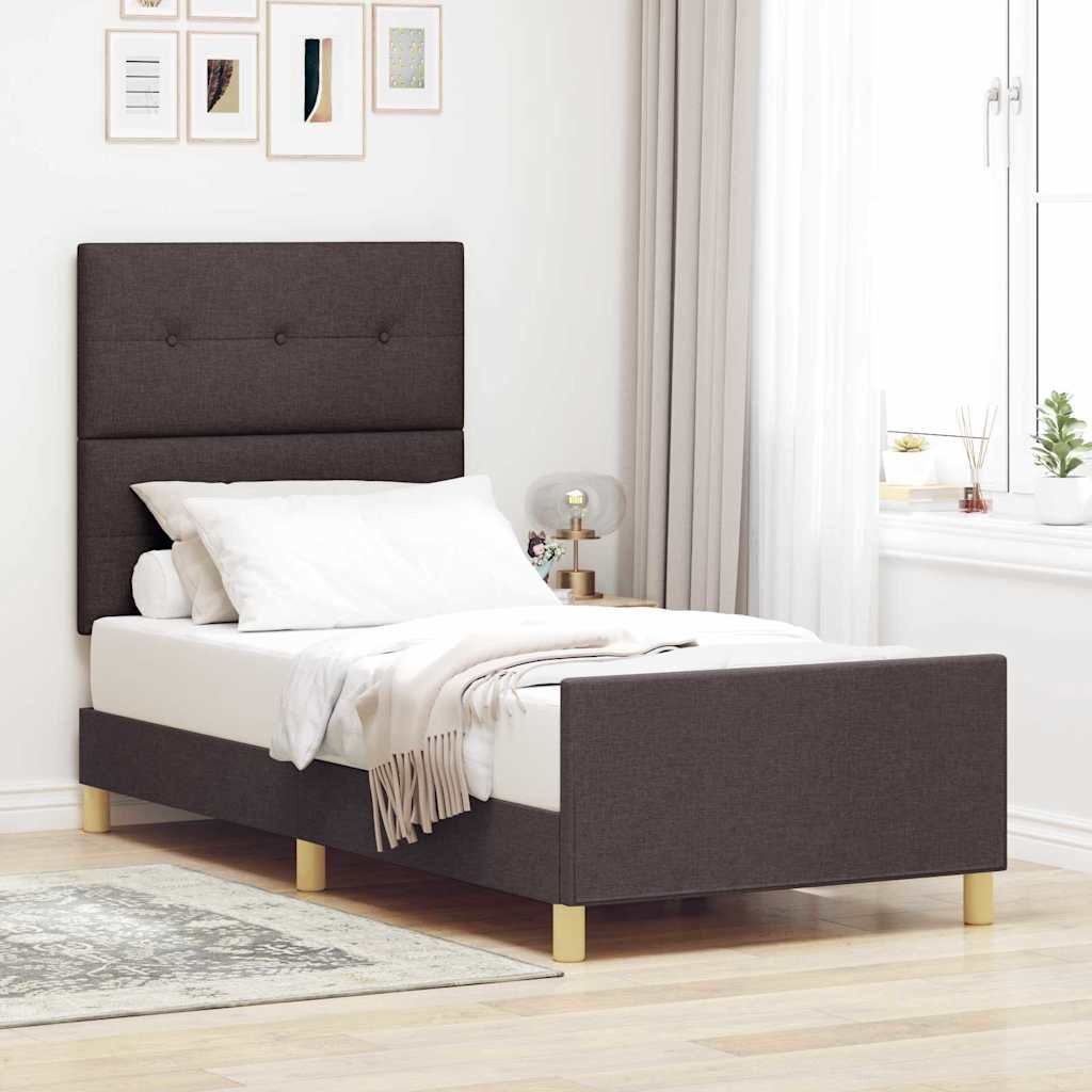 Rám Postele S Čelo Tmavě Hnědá 80 X 200 Cm Textil