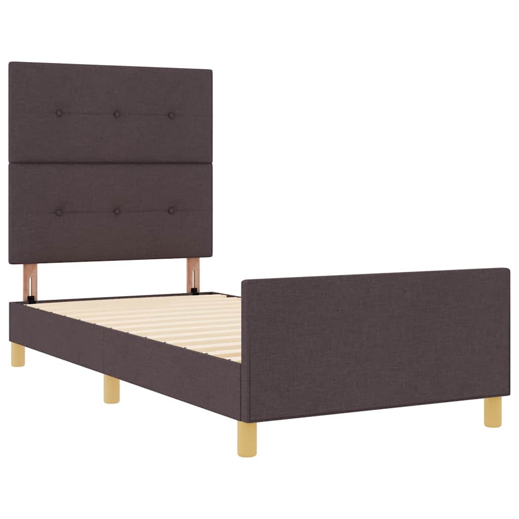 Rám Postele S Čelo Tmavě Hnědá 80 X 200 Cm Textil