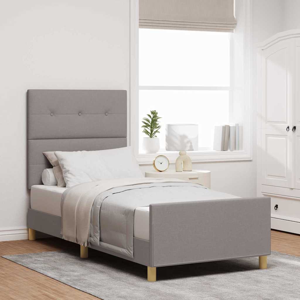 Rám Postele S Čelo Taupe 80 X 200 Cm Textil