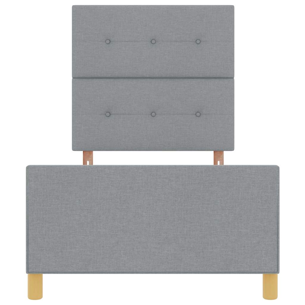 Rám Postele S Čelo Světle Šedá 90 X 190 Cm Textil