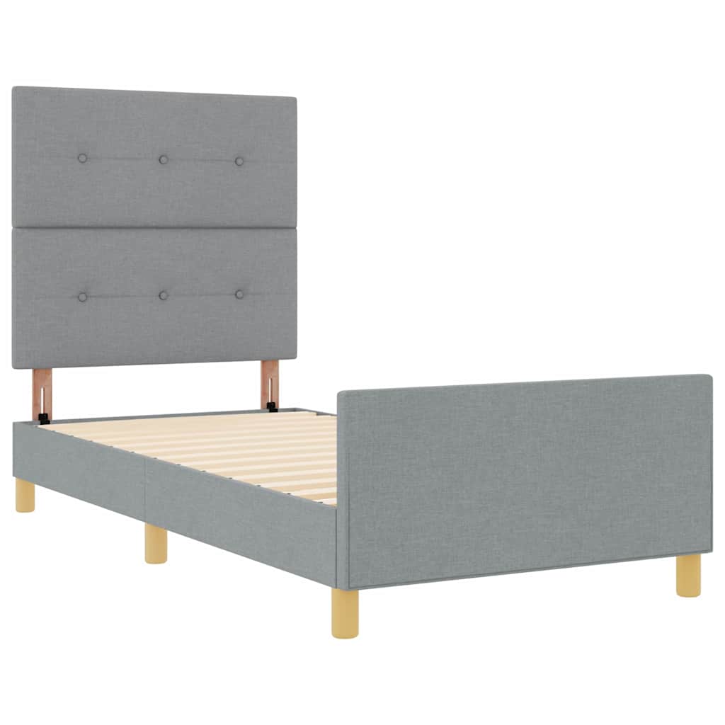 Rám Postele S Čelo Světle Šedá 90 X 200 Cm Textil