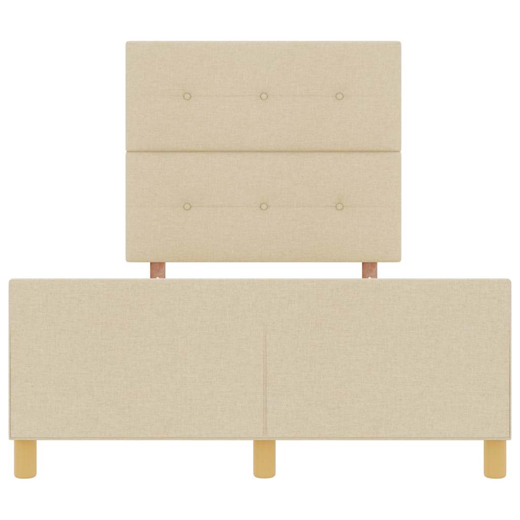 Rám Postele S Čelo Krémová 120 X 200 Cm Textil