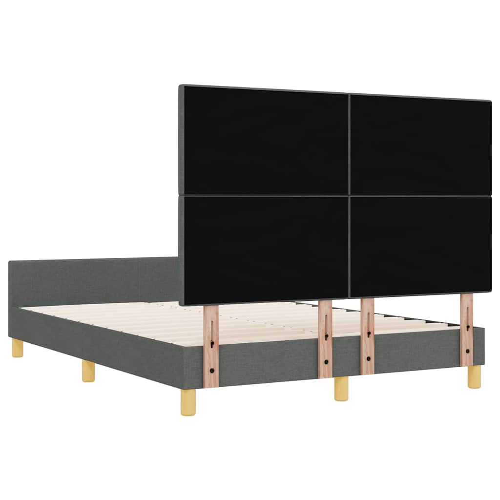 Rám Postele S Čelo Tmavě Šedá 140 X 190 Cm Textil