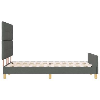 Rám Postele S Čelo Tmavě Šedá 140 X 190 Cm Textil