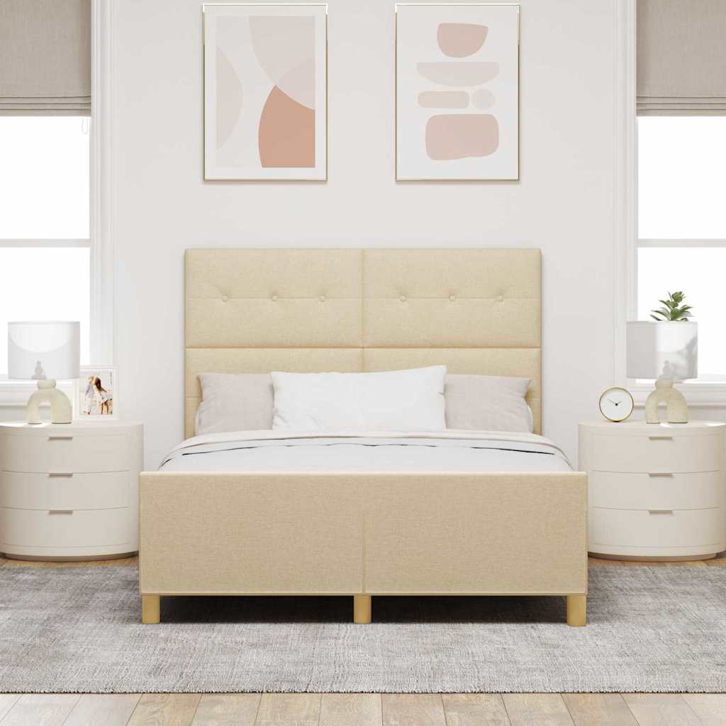 Rám Postele S Čelo Krémová 140 X 190 Cm Textil