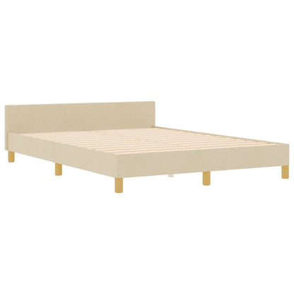 Rám Postele S Čelo Krémová 140 X 190 Cm Textil