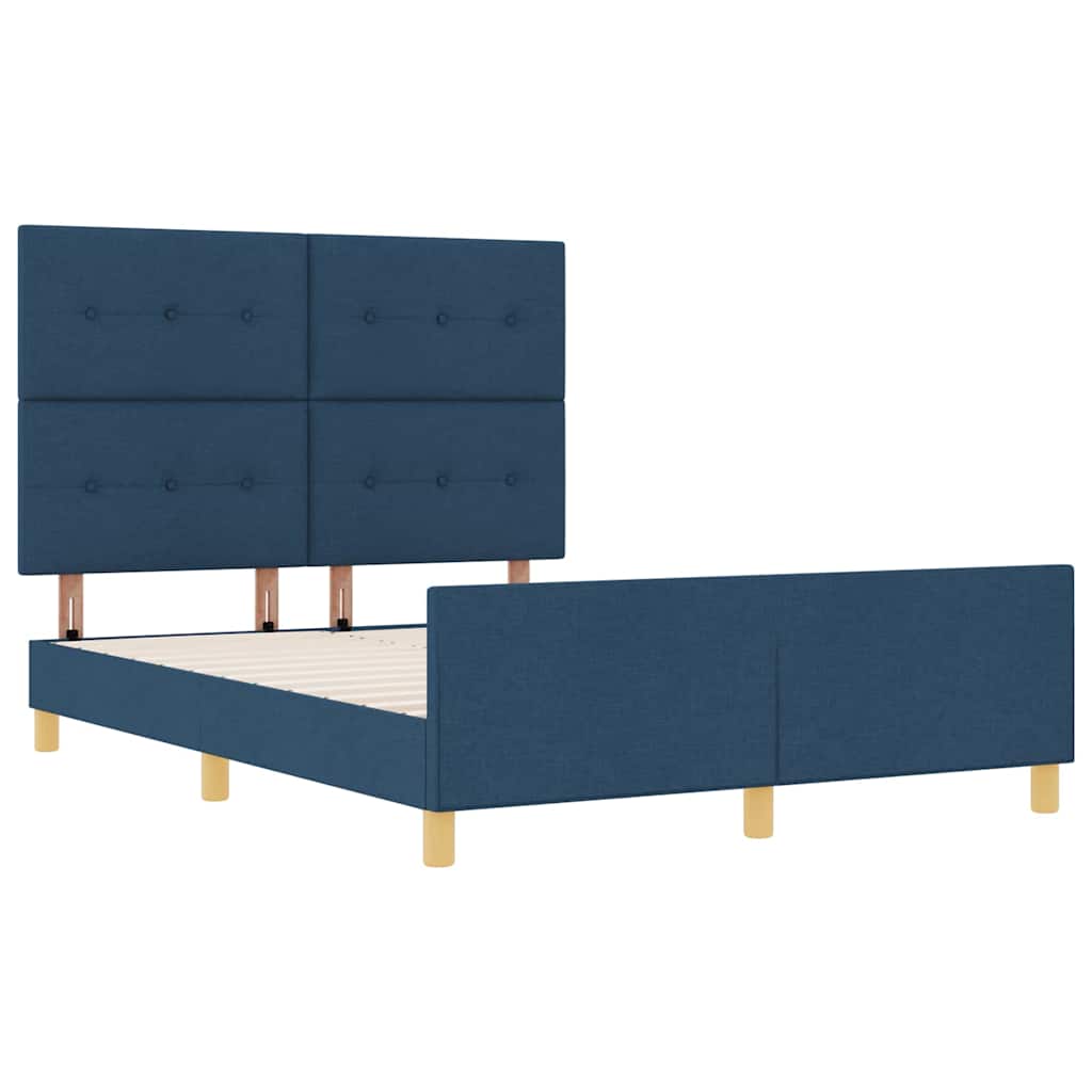 Rám Postele S Čelo Modrá 140 X 190 Cm Textil