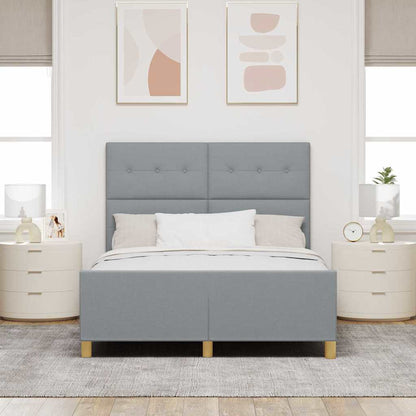 Rám Postele S Čelo Světle Šedá 140 X 200 Cm Textil