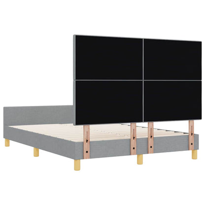 Rám Postele S Čelo Světle Šedá 140 X 200 Cm Textil