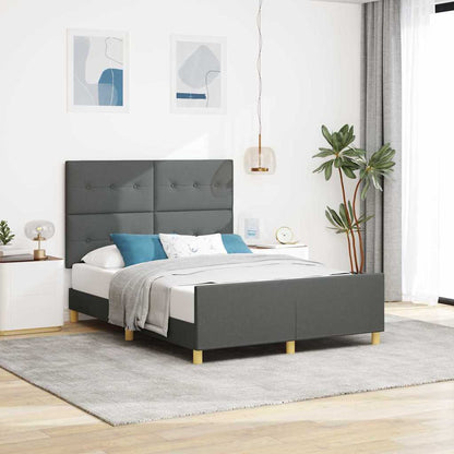 Rám Postele S Čelo Tmavě Šedá 140 X 200 Cm Textil