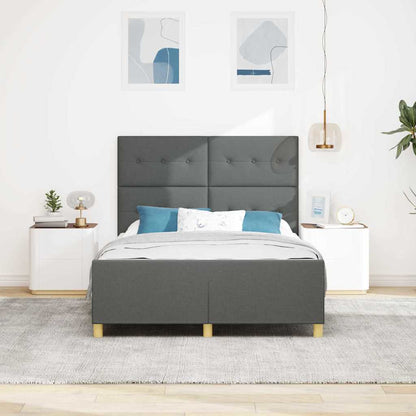 Rám Postele S Čelo Tmavě Šedá 140 X 200 Cm Textil