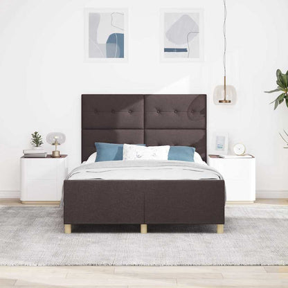 Rám Postele S Čelo Tmavě Hnědá 140 X 200 Cm Textil