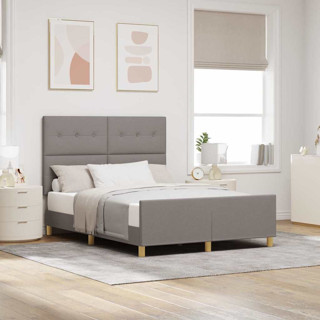 Rám Postele S Čelo Taupe 140 X 200 Cm Textil