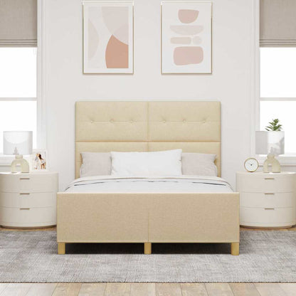 Rám Postele S Čelo Krémová 140 X 200 Cm Textil
