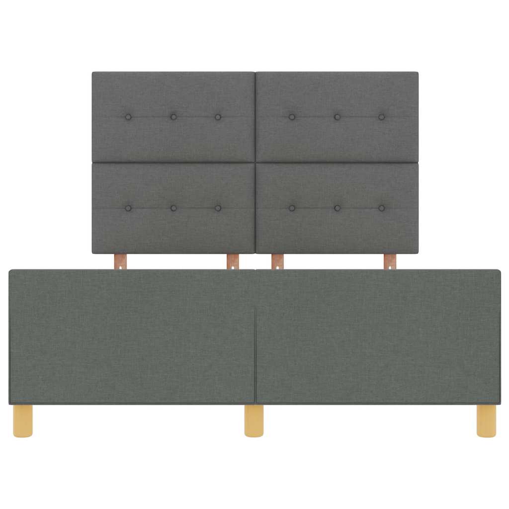 Rám Postele S Čelo Tmavě Šedá 160 X 200 Cm Textil
