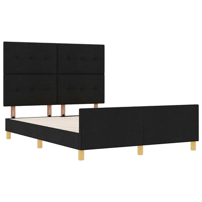 Rám Postele S Polštářem S Čelo Černá 160 X 200 Cm Textil