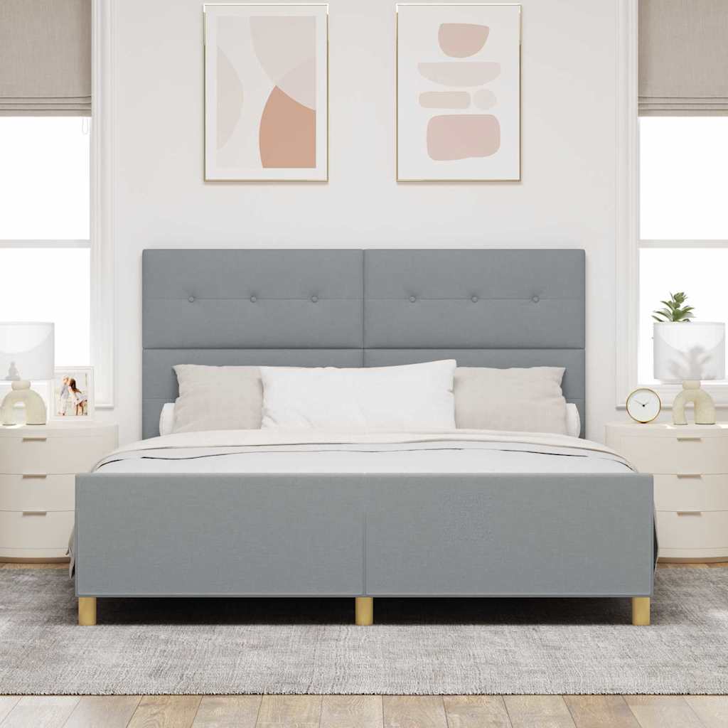 Rám Postele S Čelo Světle Šedá 180 X 200 Cm Textil