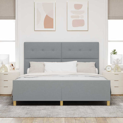 Rám Postele S Čelo Světle Šedá 180 X 200 Cm Textil