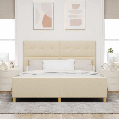 Rám Postele S Čelo Krémová 180 X 200 Cm Textil