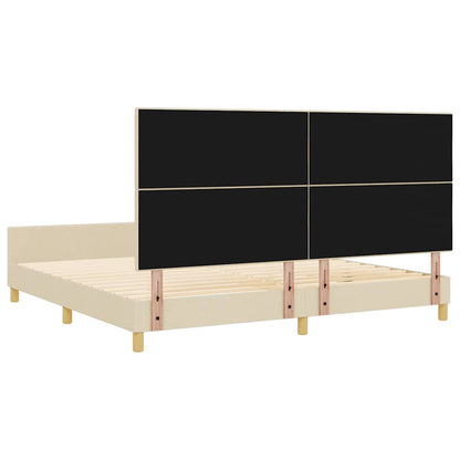 Rám Postele S Čelo Krémová 200 X 200 Cm Textil