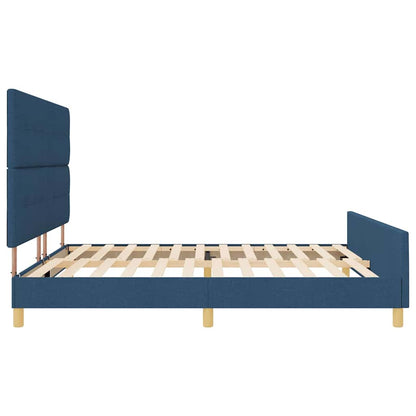 Rám Postele S Čelo Modrá 200 X 200 Cm Textil