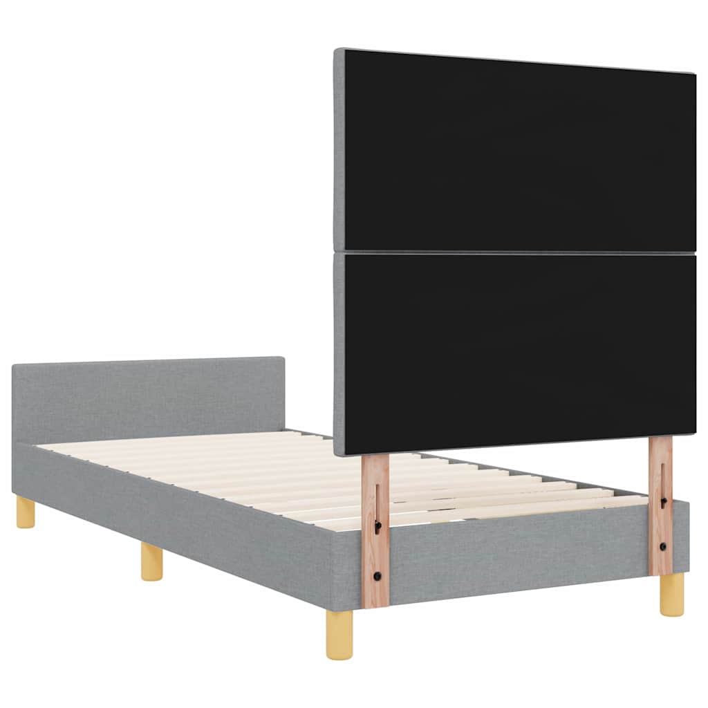 Rám Postele S Čelo Světle Šedá 100 X 200 Cm Textil