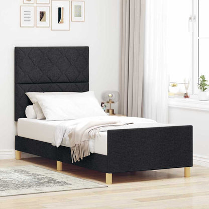 Rám Postele S Čelo Černá 100 X 200 Cm Textil